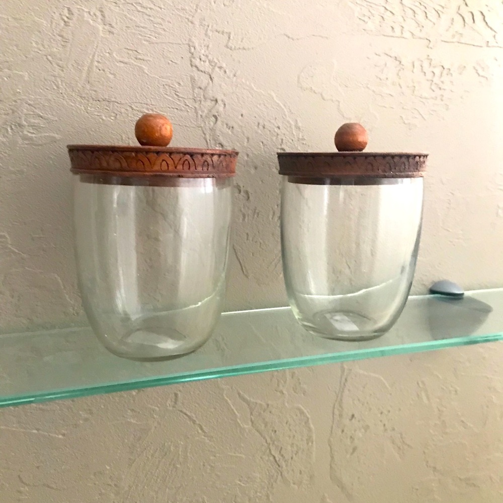 Glass jars with wooden lids